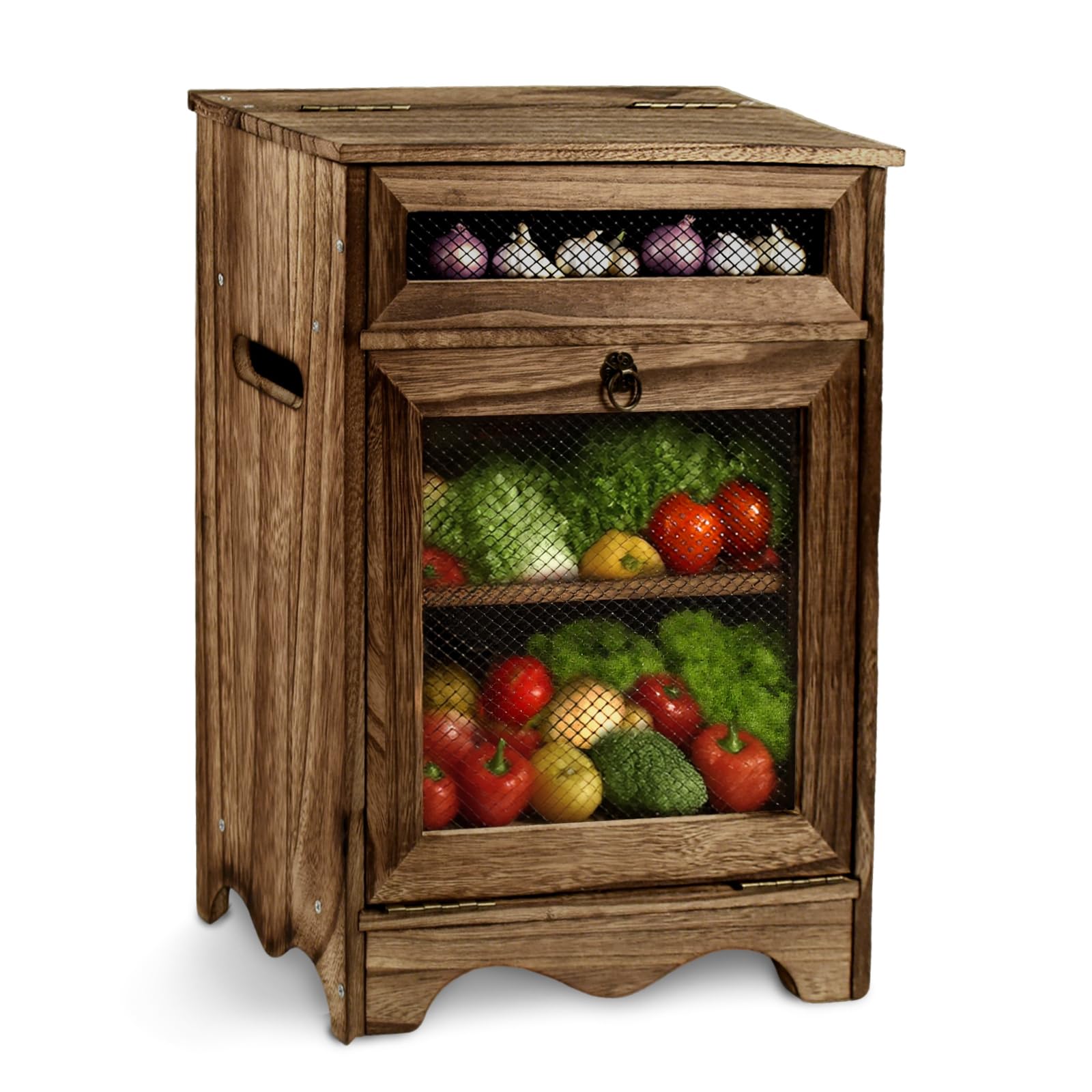 Boîte de rangement en bois, armoire de comptoir pour fruits et légumes, boîtes à pain en bois, rangement de pommes de terre, oignons et tomates, station de café, 30 x 17 x 40 cm, couleur