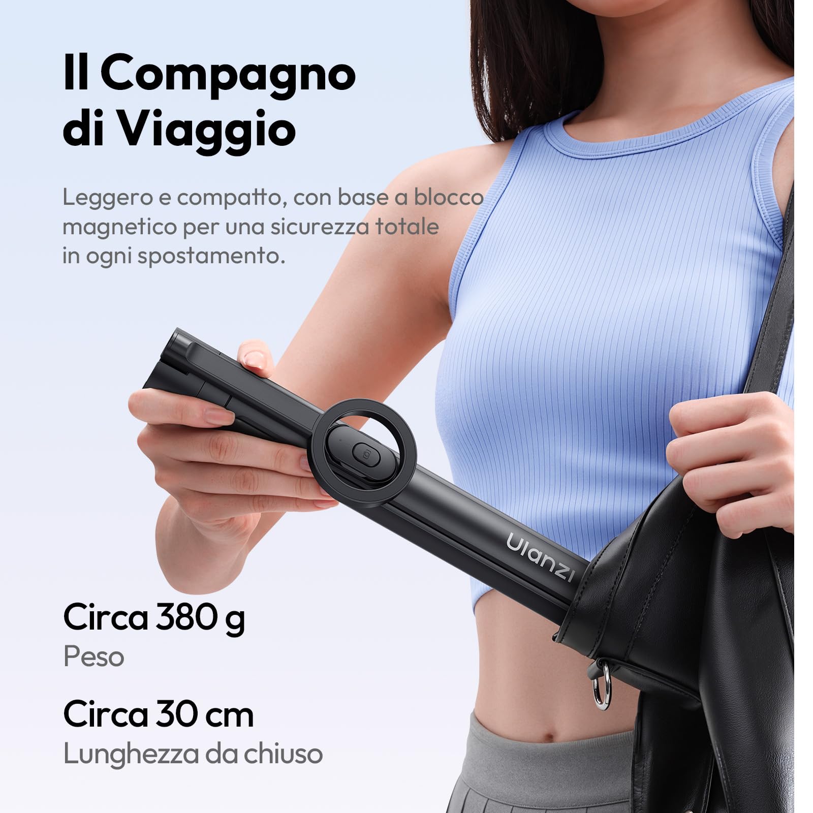 180cm ULANZI SK21 Bastone selfie magnetico 4 Gambe, Apertura e chiusura automatica,Cavalletto telefono con calamita telecomando ricaricabile,Treppiede smartphone magpod,Compatibile con iPhone 17 16 15