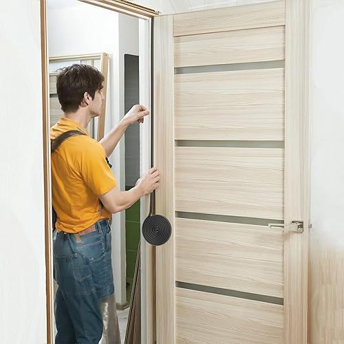 Miniatura 5 de Burlete de sellado de puerta, burlete de goma en forma de D, tira de sellado de puertas autoadhesiva para marco de ventana, aislamiento insonorizado