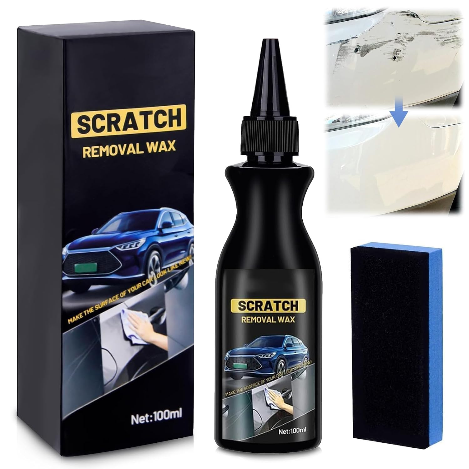 Kratzer Entferner Auto 100ML Autopolitur Kratzer Entfernen Car Scratch Remover Mit Schwamm Auto Kratzer Entferner Entfernt Kratzer Effektiv und Schnell f r Autos Verschiedene Oberfl chen