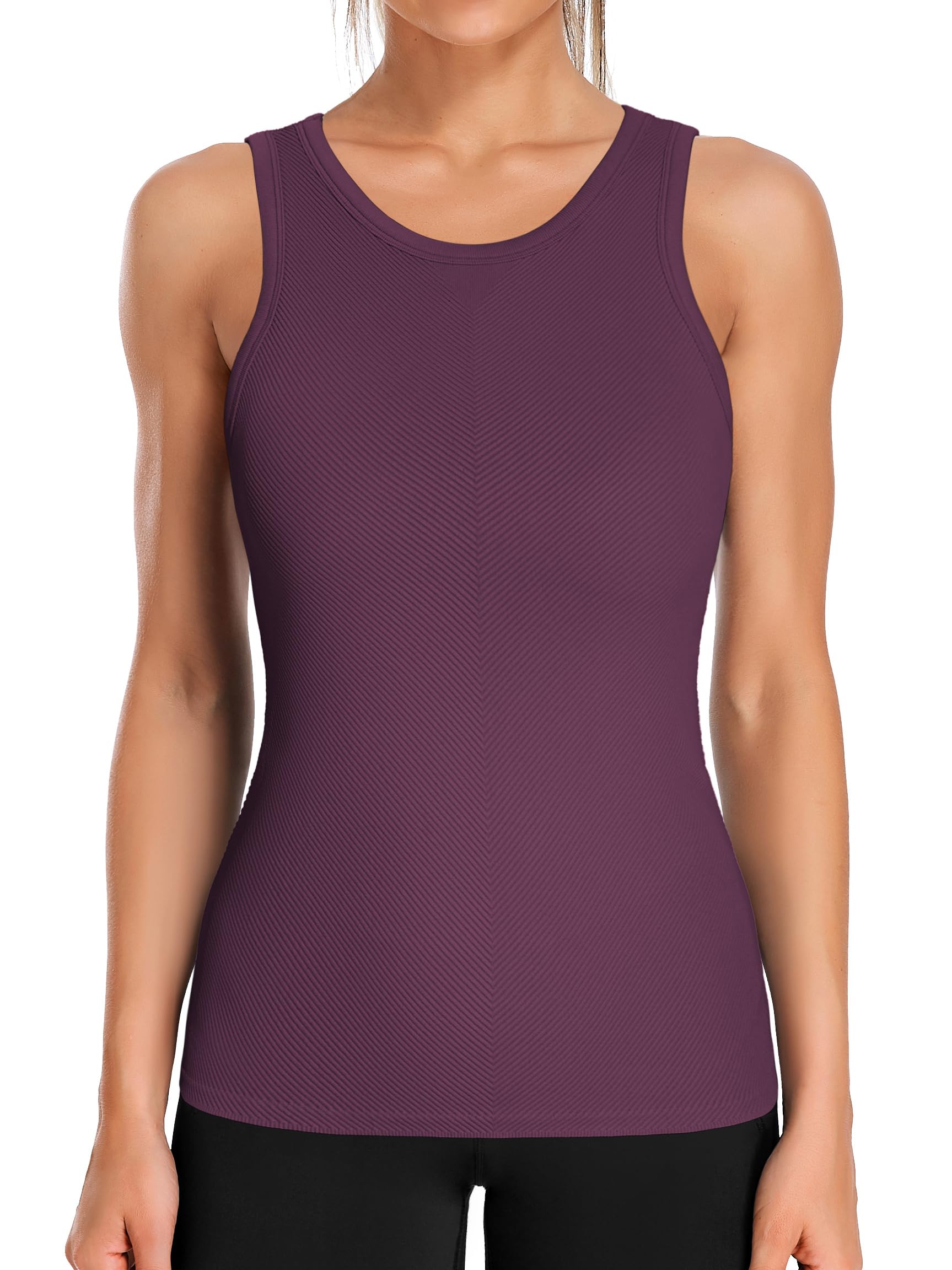 ATTRACO Ribflex Workout Tank Tops for Women Full Length Gym Athletic Top