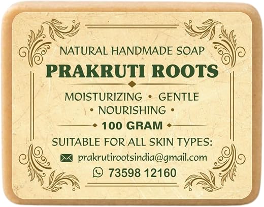 Prakrutti Roots Ayurvedic Skin Glow Organic Multani Mitti Soap for Glowing, Tan Removal, Acne-Free &amp; Deep Cleansed Skin | ...