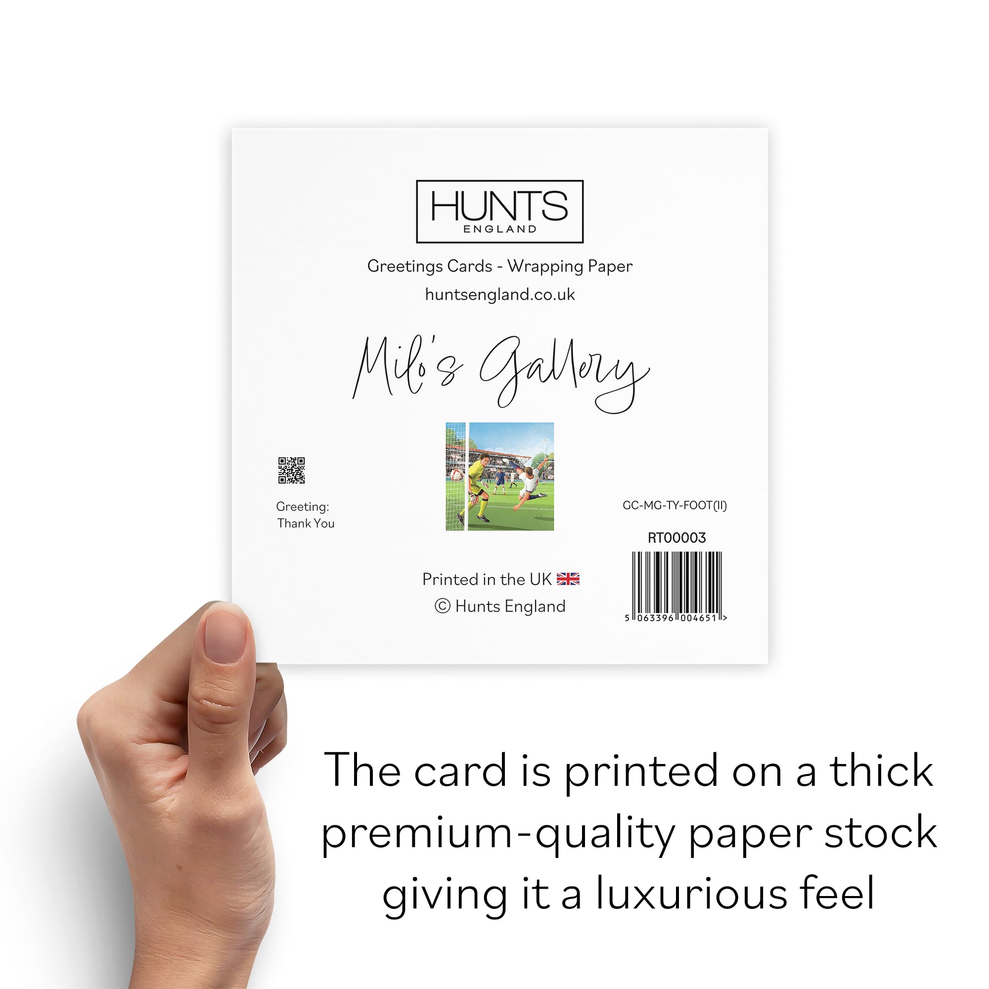 Hunts England, Football Fun Thank You Card For Him, Milo's Gallery, Footy Thank You Card, Thank You Card For Footie Fans - Image 3