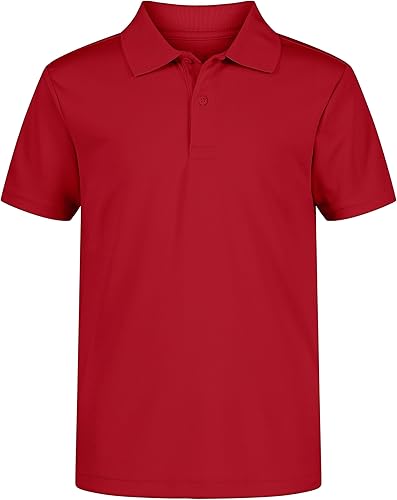 Nautica - Camiseta tipo polo de manga corta para uniforme escolar de niños, con cierre de botones y material de alto rendimiento que absorbe la