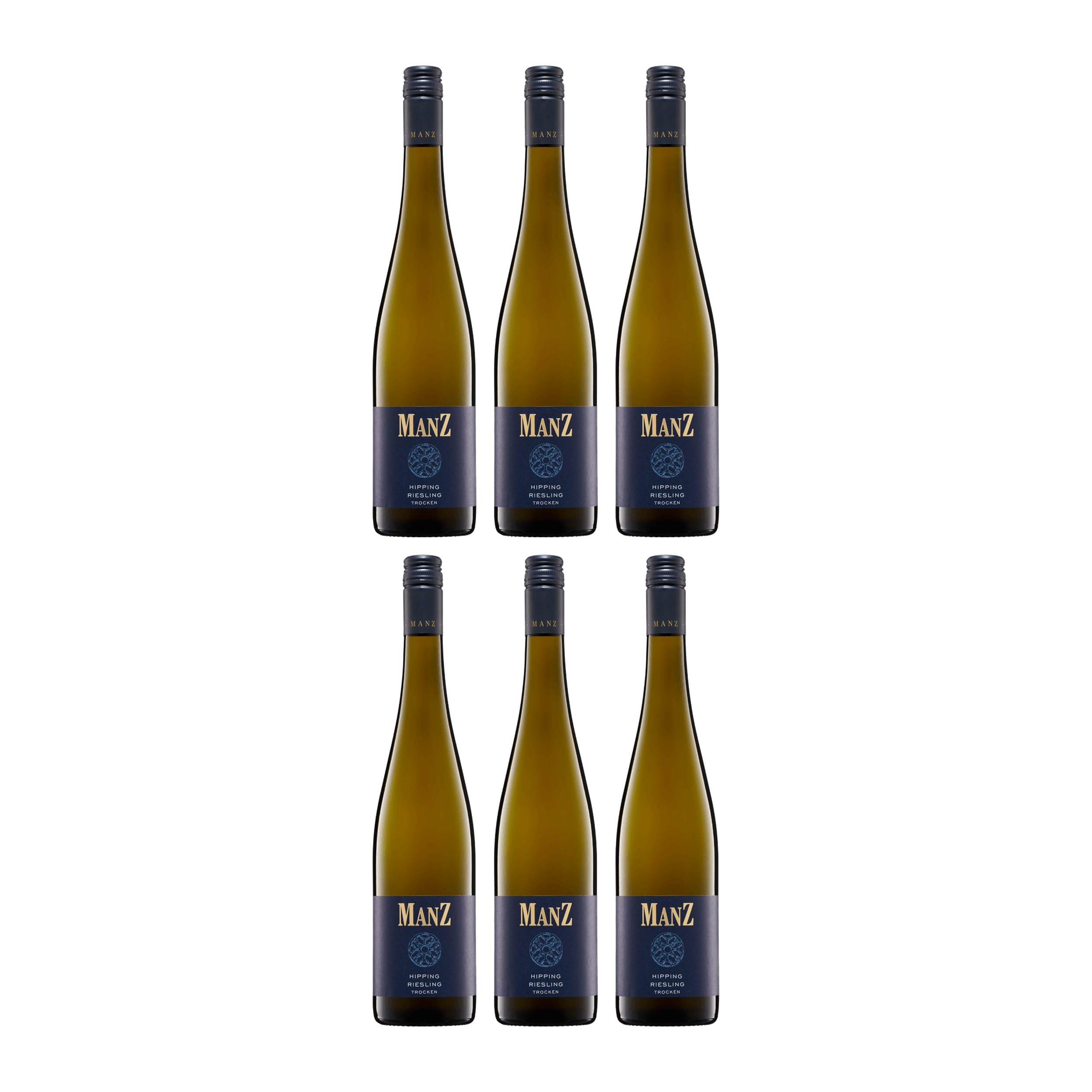Weingut Manz Niersteiner Hipping Riesling Weisswein Weiss Trocken VEGAN Deutschland inkl. FeinWert E-Book (6 x 0.75 l)