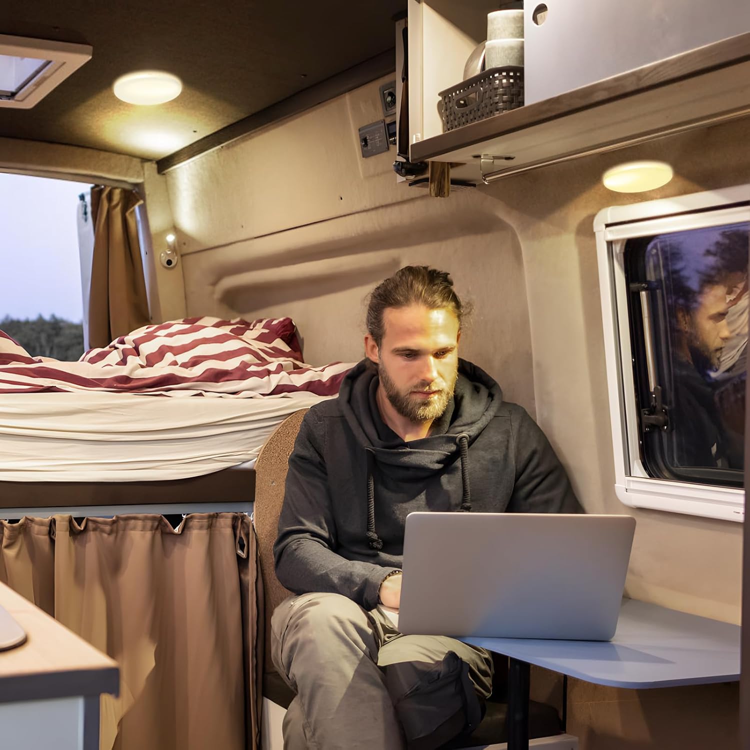 GZV RV Interior Light, 4.5 Inch RV Led Ceiling Puck Lights 12V, RV Boat Interior Light, Dimmable Light for Camper Travel Trailer Motorhome, 6Pack(4000K with Nature Light)