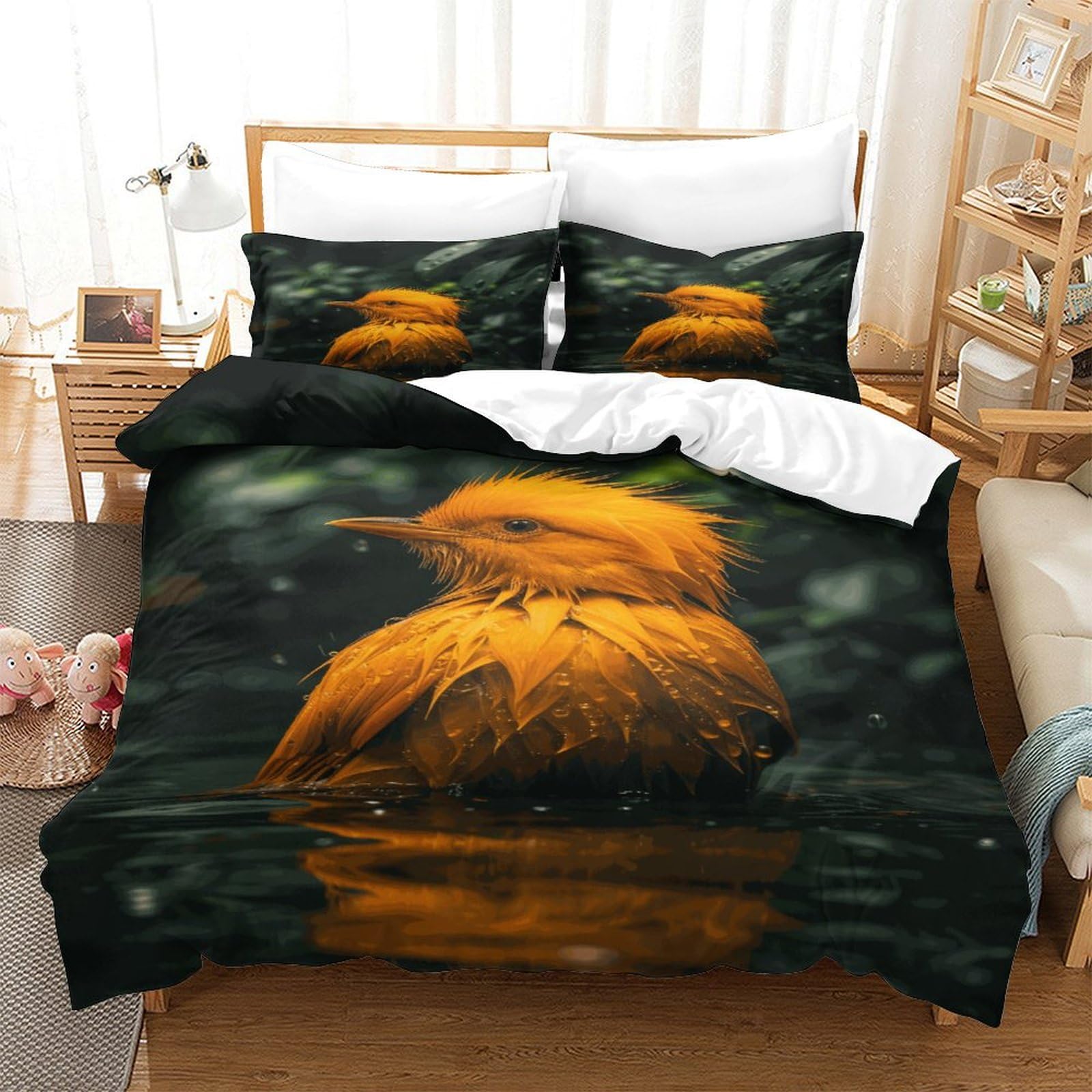 P1S9U7W5Y Nature Bird 3D Printed Duvet Cover Set 3pcs Microfiber Realistic Animal Bedding Set Super king（260x220cm）