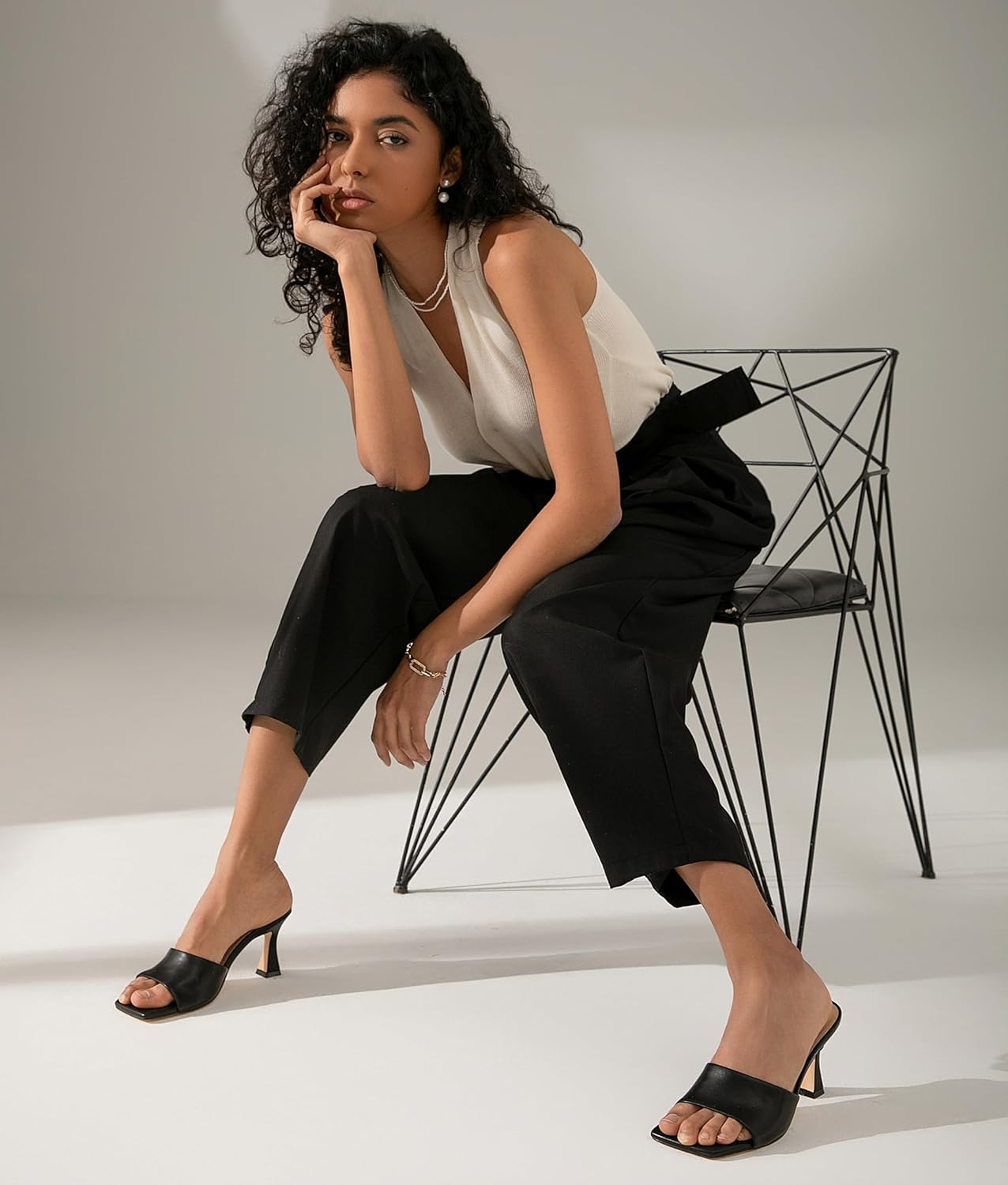 Modatope Womens Heeled Sandals Open Square Toe Heels Chunky Block Heel Slip On Sandals for Women - Image 2