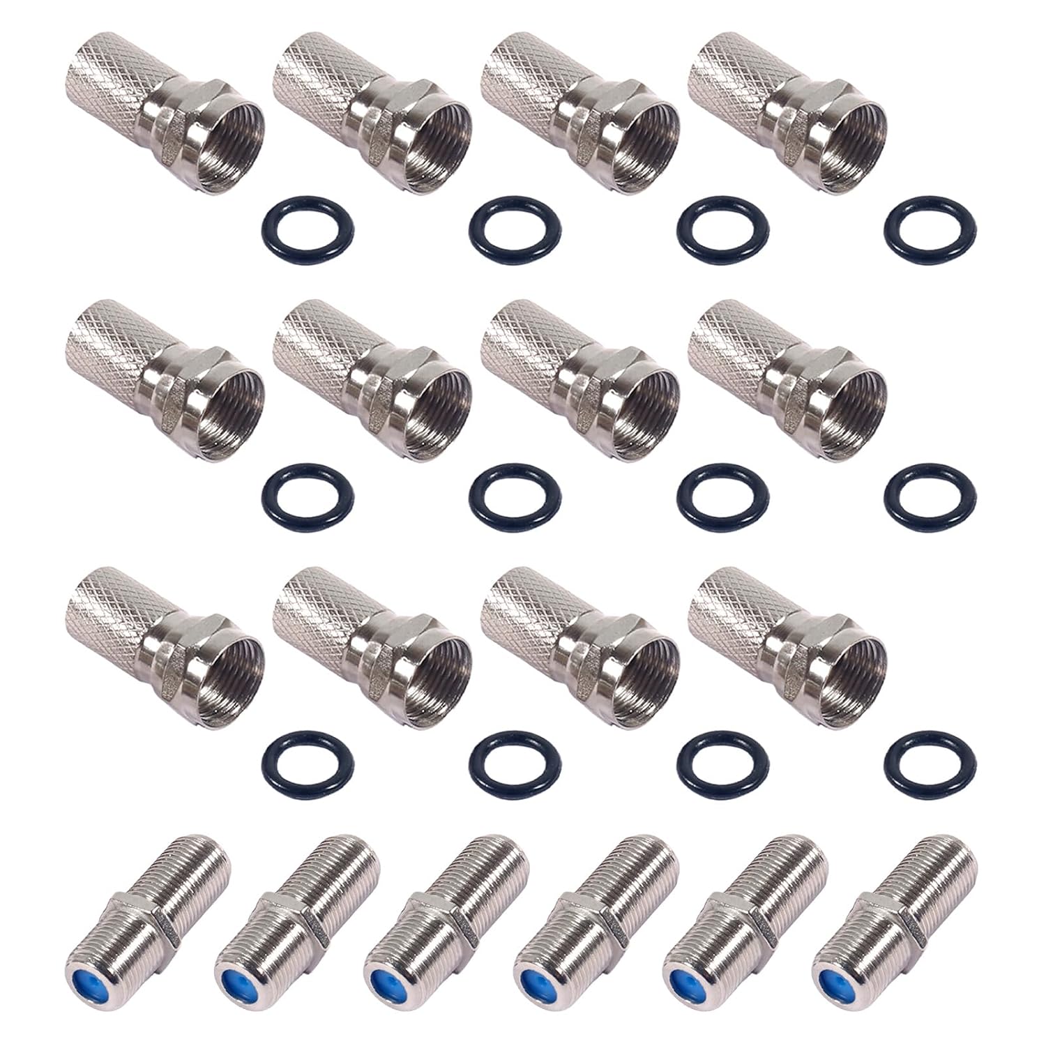 Conectores coaxiales para cable, pack de 18 unidades