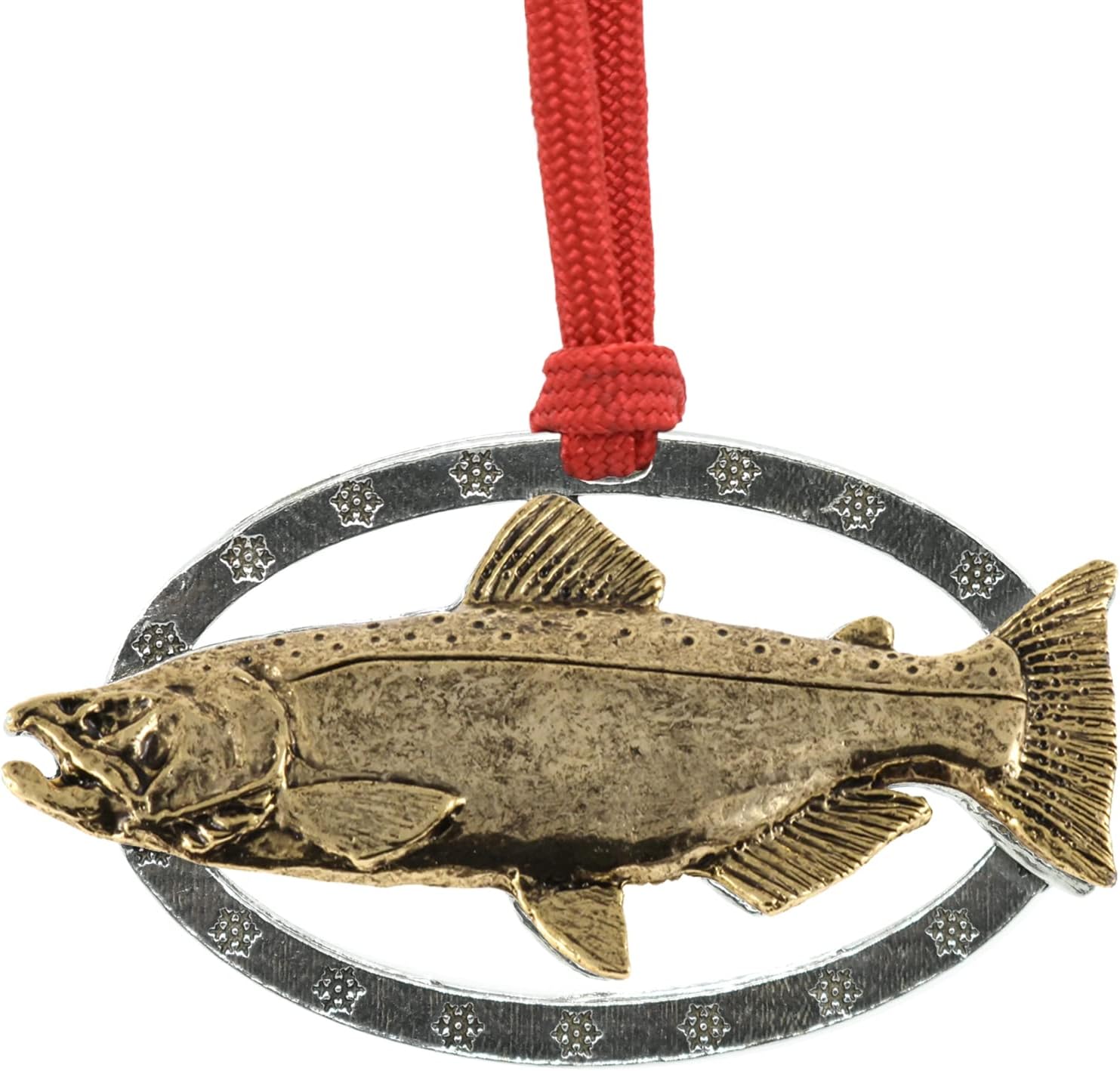 Handcrafted Gold Plated Chinook Salmon Large Hanging Holiday Ornament Gift for Fishermen for Decorating Wreaths and Christmas Trees - Made in United States - SKU FG040OR