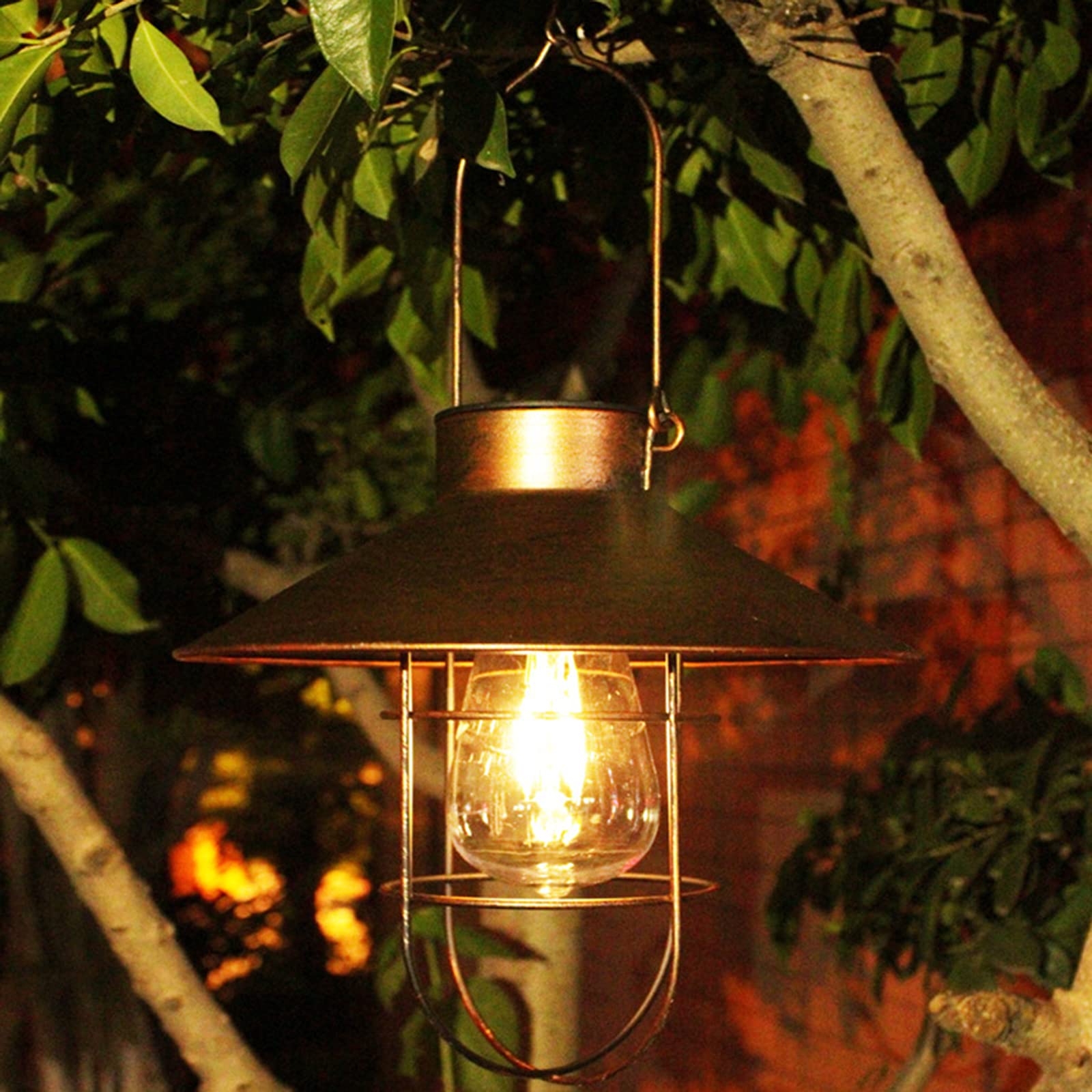 Solar Hanging Outdoor Metal Farmhouse Lantern – Vintage Copper Design, Warm White, Waterproof Energy-Saving Light For Garden, Patio, Yard