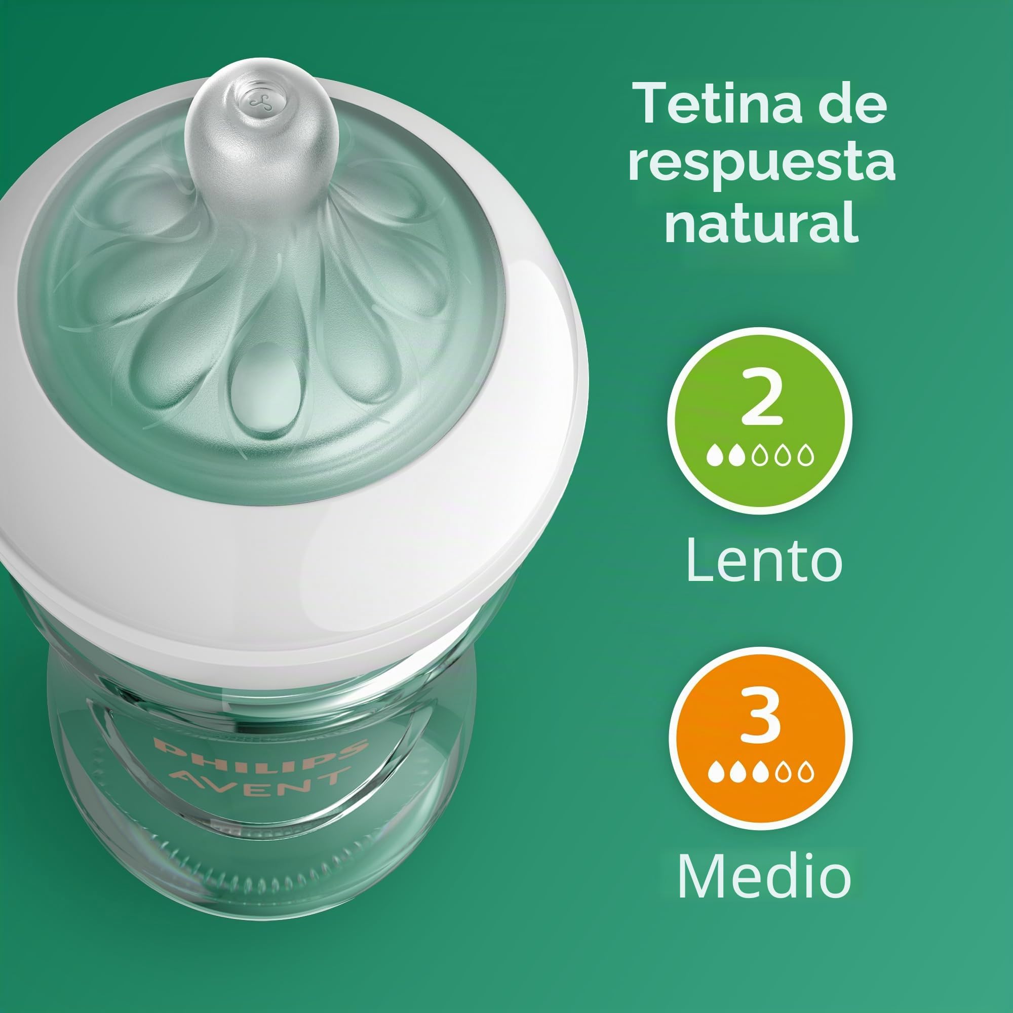 Philips AVENT SCD858/01 - Biberón de cristal con tetina de reacción natural, set de regalo para bebé