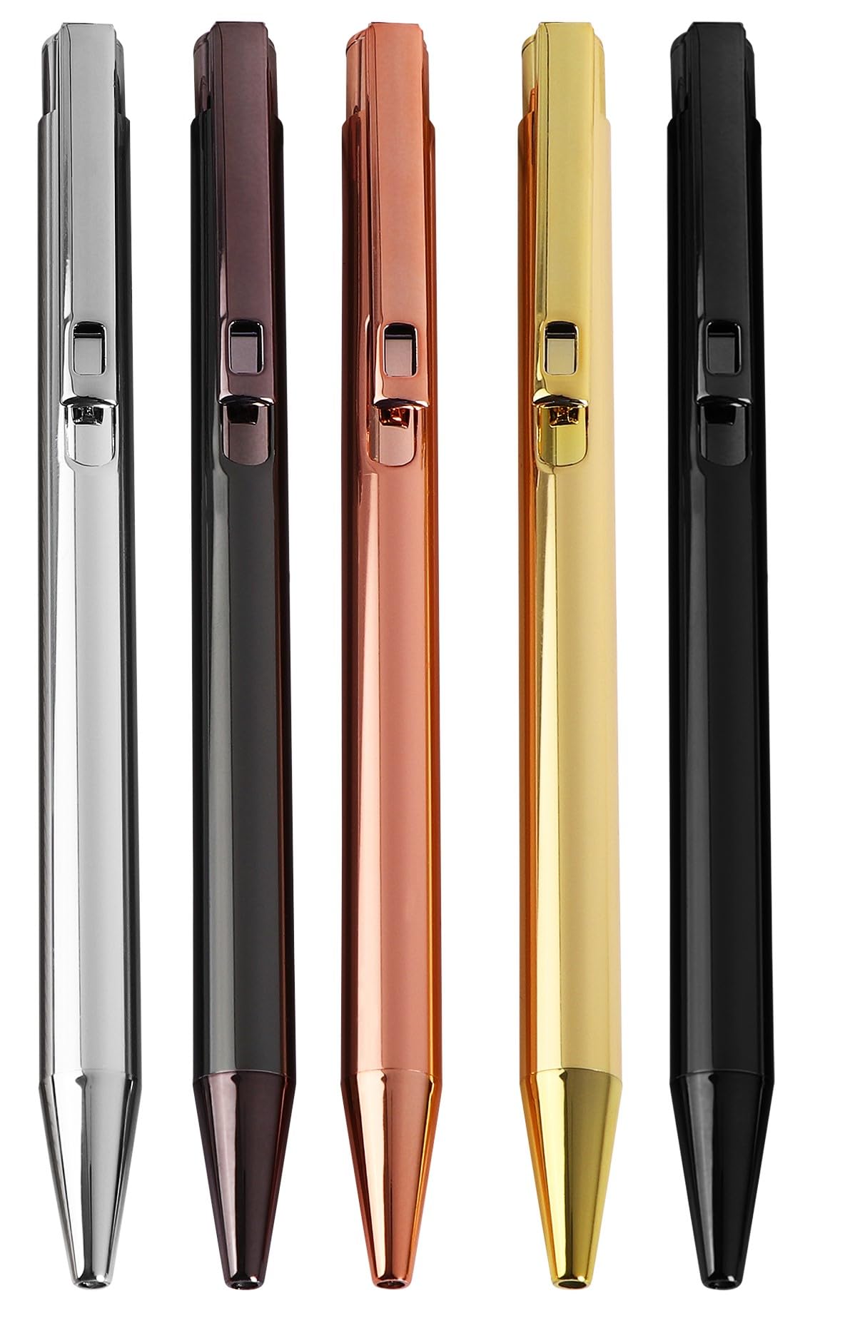 Amazon Brand - Umi 5pc Slim Metallic Retractable Ballpoint Pens Smooth, Sturdy,and Ideal For Gifting