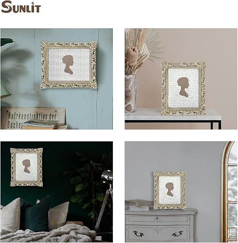 Miniatura 4 de Sunlit Marco de fotos vintage de 8 x 10 pulgadas, marcos de fotos antiguos de lujo con parte frontal de cristal, pantalla de fotos, colgar en la