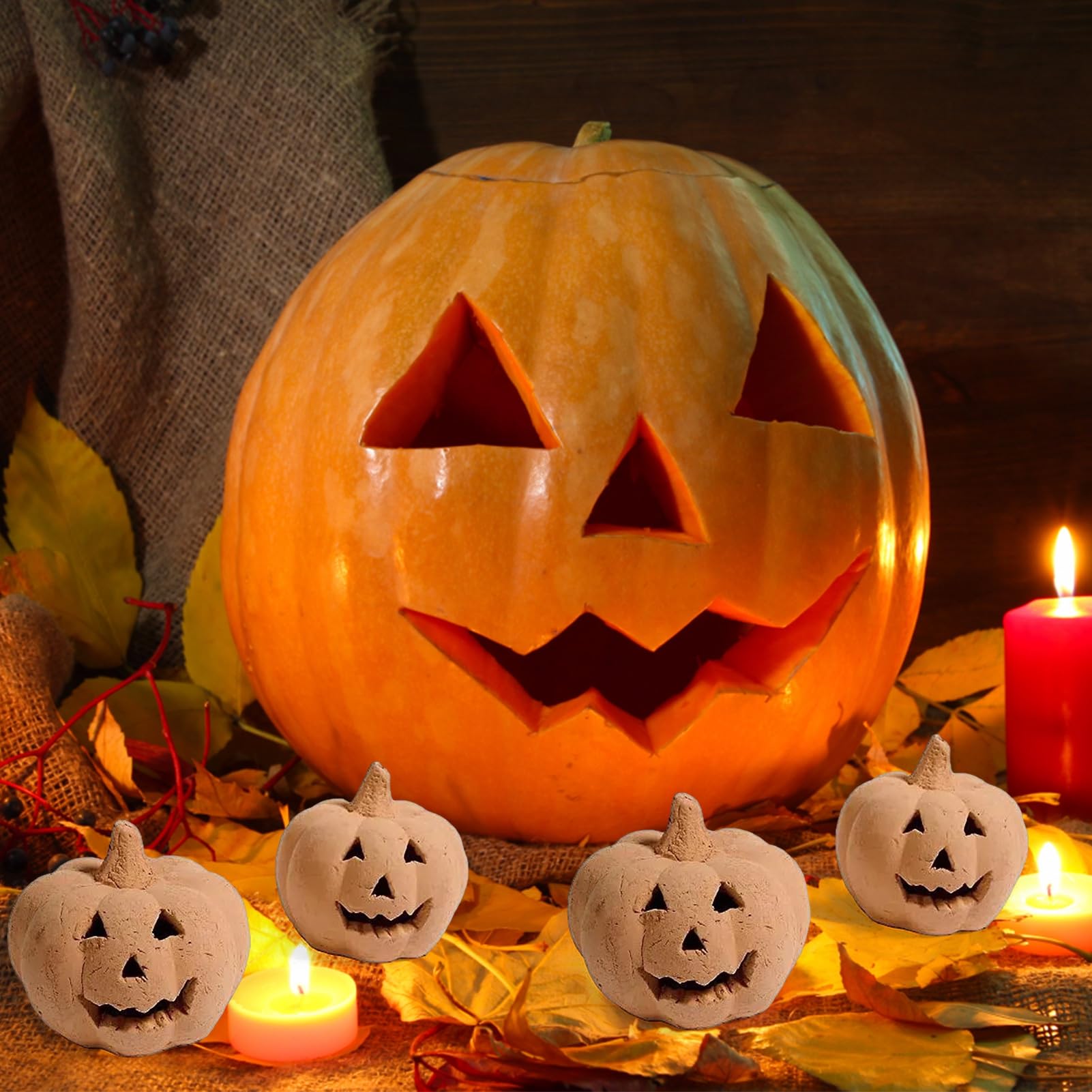 Artibetter Ornamenti Di Zucca Autunnali - Decorazione Verde Del Ringraziamento - Figurina D'epoca Realistica In Ceramica Mini