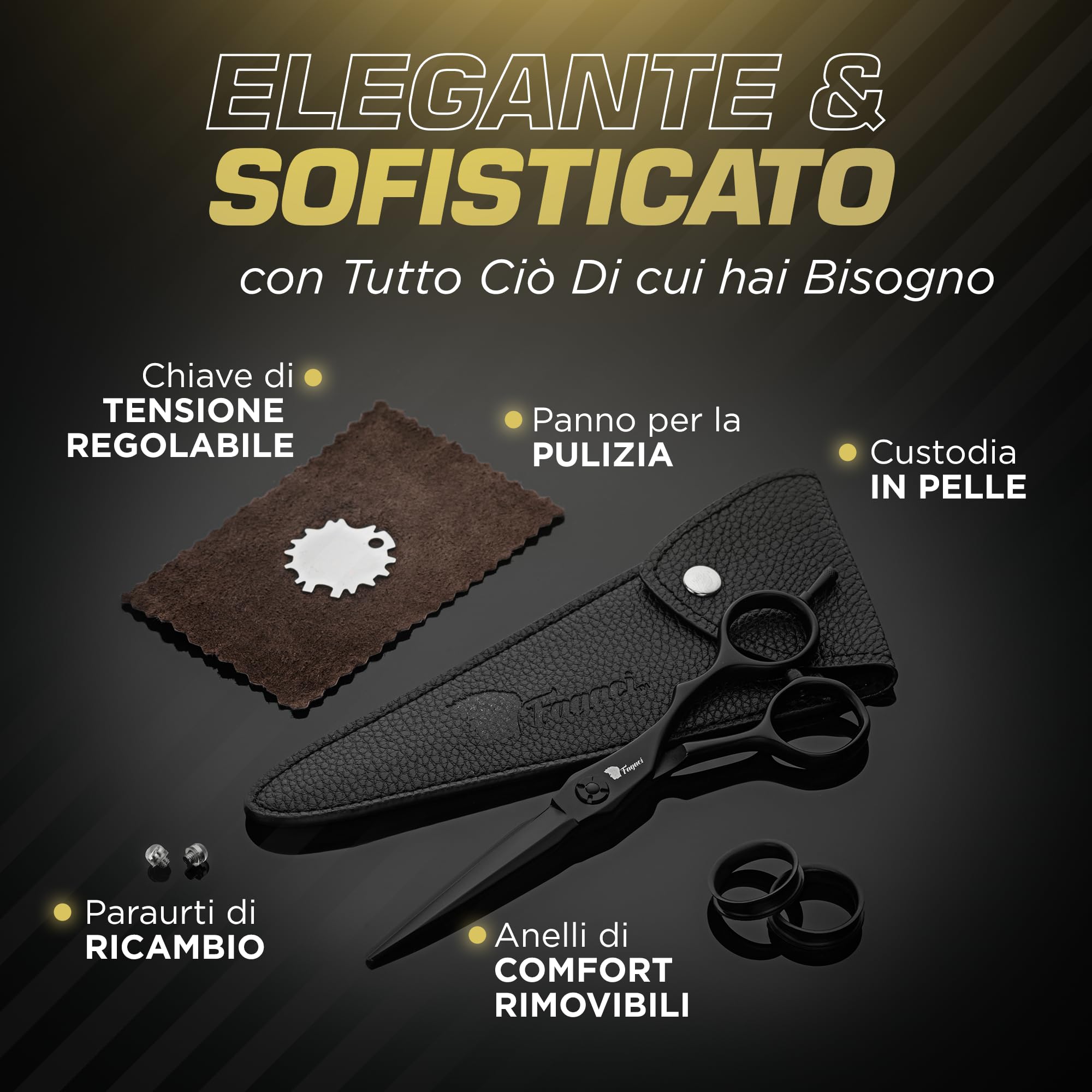 Fagaci Forbici Parrucchiere Professionali 5.5" Acciaio 440C per una Precisione Superiore, Forbici Capelli Professionali Barbiere Lame Estremamente Affilatei, Affilatura Duratura