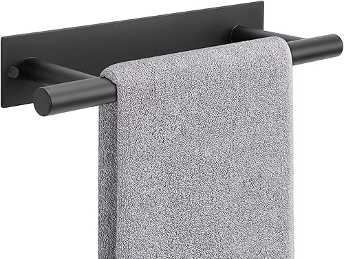 Miniatura 10 de NearMoon Toallero de mano autoadhesivo, toallero de mano de acero inoxidable a prueba de óxido para baño, adhesivo y montaje en pared, 9 pulgadas