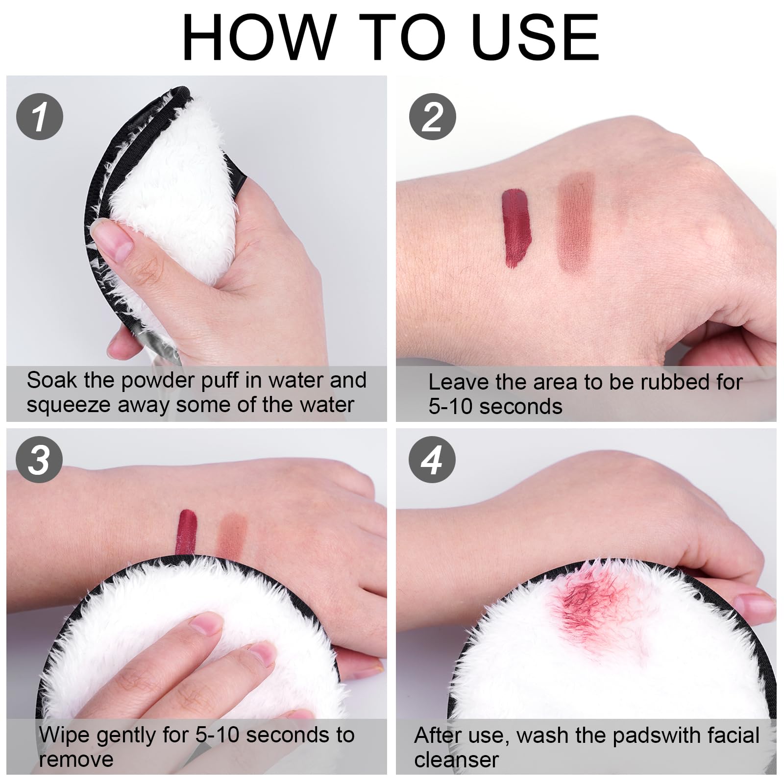 8 Pack Makeup Remover Pads with Spa Headbands - Image 3