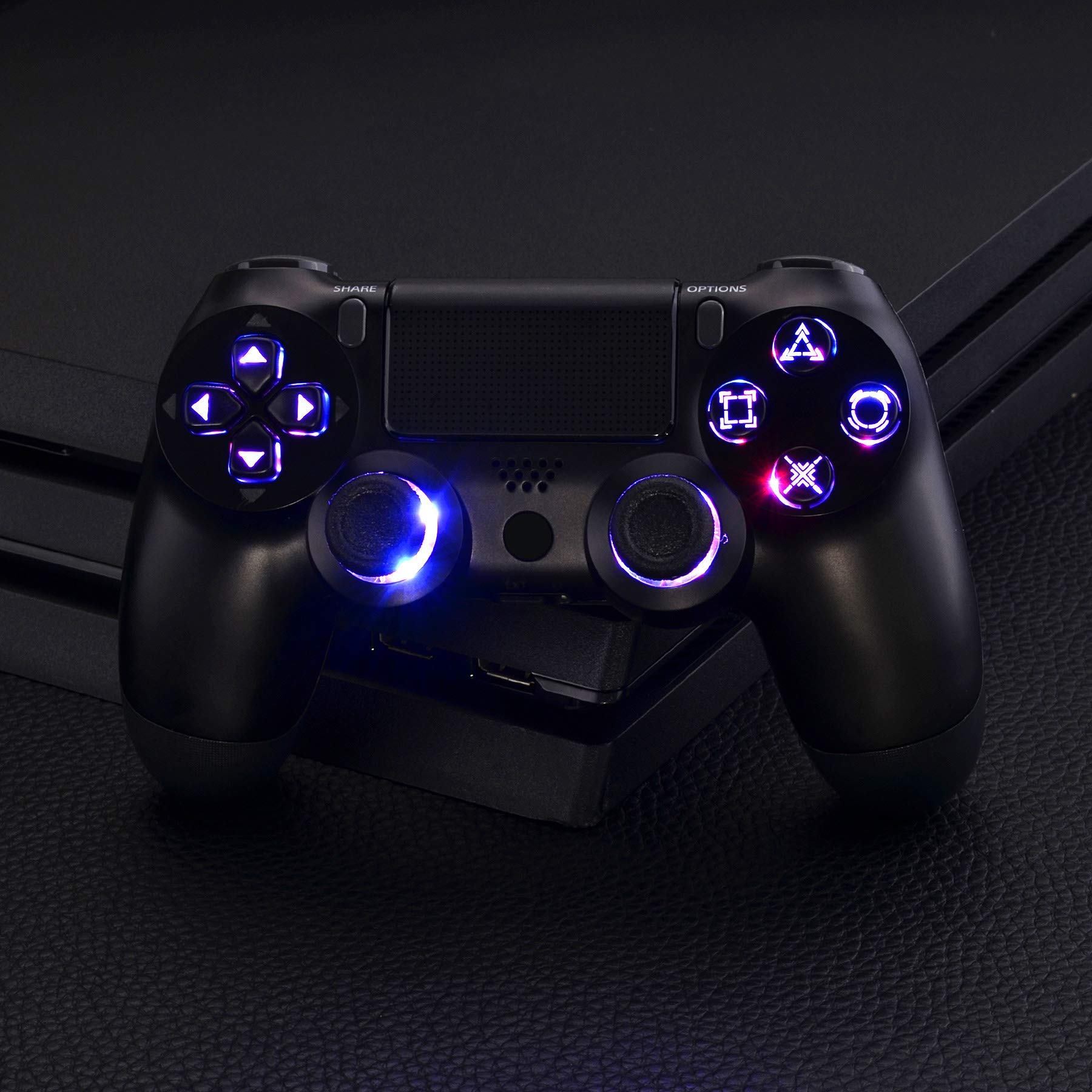 eXtremeRate Ersatz Leuchttaste Knöpfe für ps4 LED Tasten Set Buttons D-Pad Steuerkreuz Thumbsticks DTF LED Kit für ps4 Controller(Symbols Leuchttaste)
