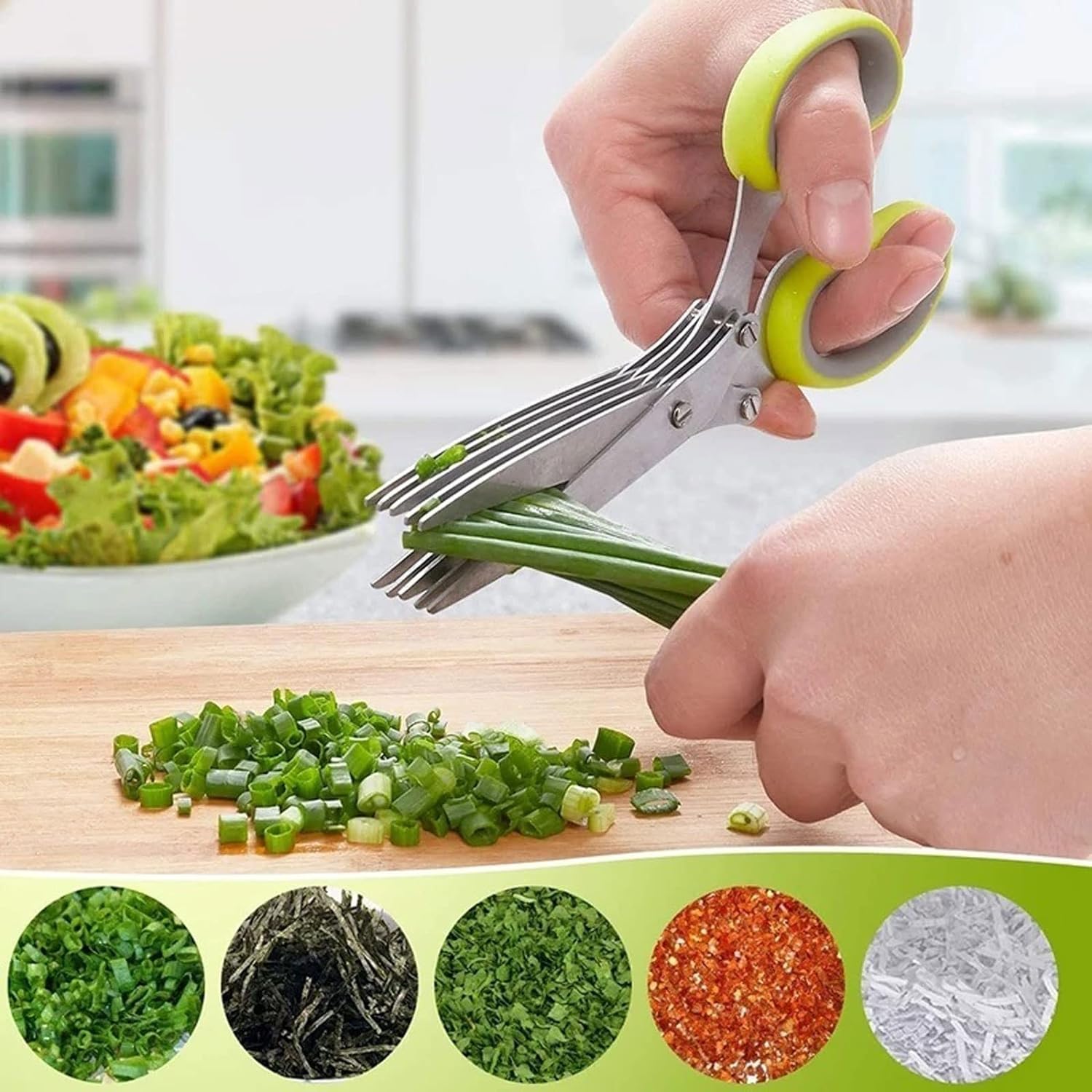 Tijeras de Cocina, Tijeras de Cocina, Tijeras de Cocina picadas, Acero Inoxidable, cebollín picado, Romero rallado, Herramienta cortadora picada, Tijeras de Varias Capas