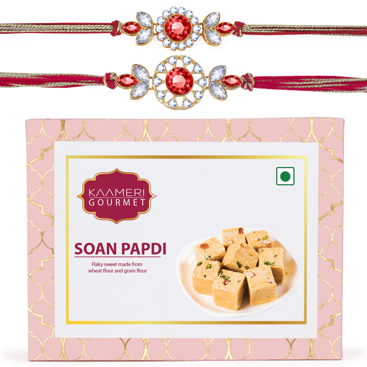Kaameri Bazaar Set of 2 Rakhis with Sweets Combo - Rakhi for brother with soan papdi Gift Pack (B09C3TNCSX) Amazon Price History, Amazon Price Tracker