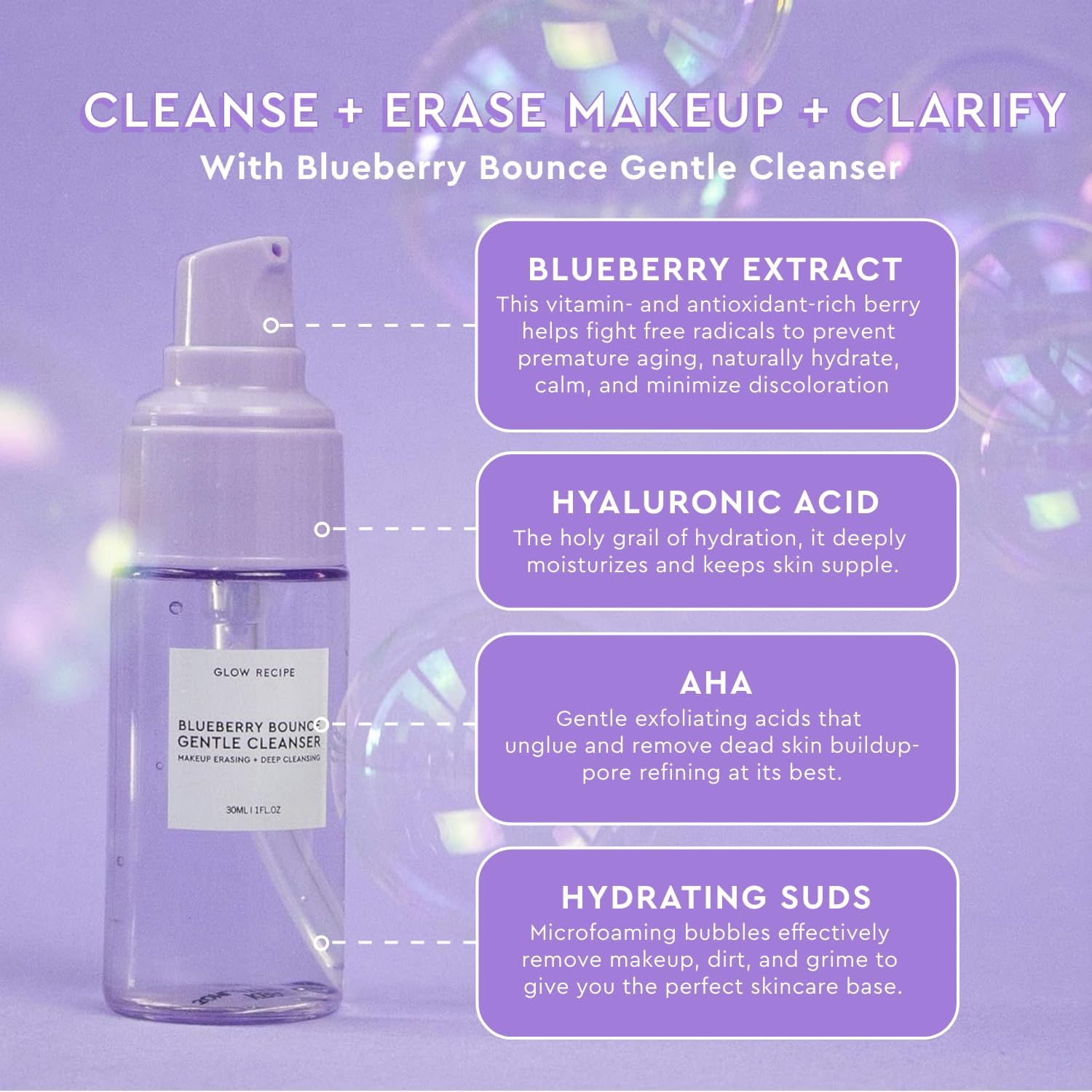 Glow Recipe Watermelon Glow Niacinamide Dew Drops Brightening Serum (40 ml) + PHA + BHA Face Toner (40 ml) + Blueberry Bounce 3-in-1 Foaming Double Cleanser, Makeup Remover & Clarifying Mask (30 ml)