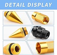 Vista 3 de 20 piezas anti robo puntiagudo extendido sintonizador rueda/llantas tuerca Lug M12X1.5+zócalo (Oro)