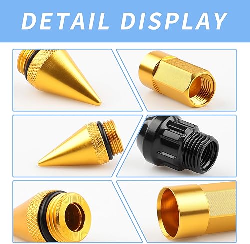 Miniatura 3 de 20 piezas anti robo puntiagudo extendido sintonizador ruedallantas tuerca Lug M12X1.5+zócalo (Oro)