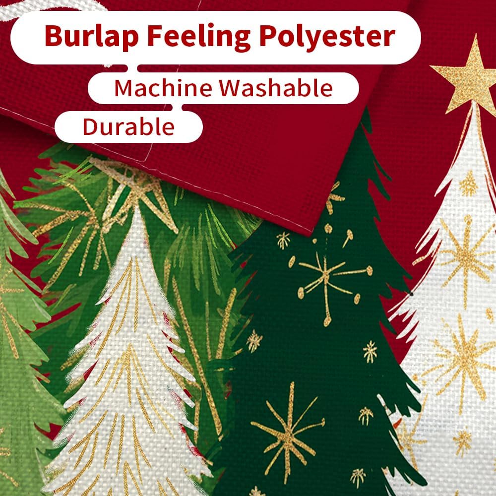 CROWNED BEAUTY Merry Christmas Trees Garden Flag 12x18 Inch Double Sided Small Burlap Holiday Red Yard Decoration for Outside - Image 7