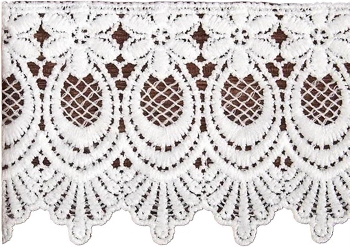Aplique de encaje de malla blanca de 15 yardas con flores bordadas para costura