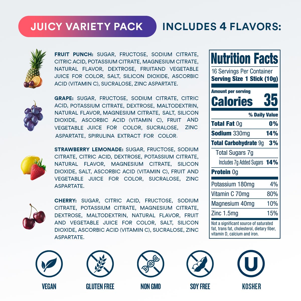 DripDrop Hydration Juicy Variety Pack, Electrolyte Packets, 16 Count — Amazon image 9