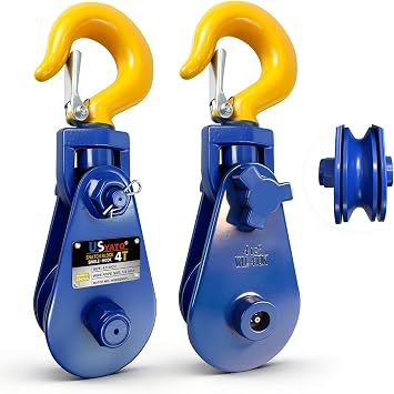 4 Ton 8,800Lbs Snatch Blocks with Hook,4.5" Sheave 1/2" Wire Rope Heavy Duty Snatch Block Pulley for Towing,Logging,Offroad Recovery Accessory,Rollback Wrecker Car,SUV,Pickup Truck,2 Pack