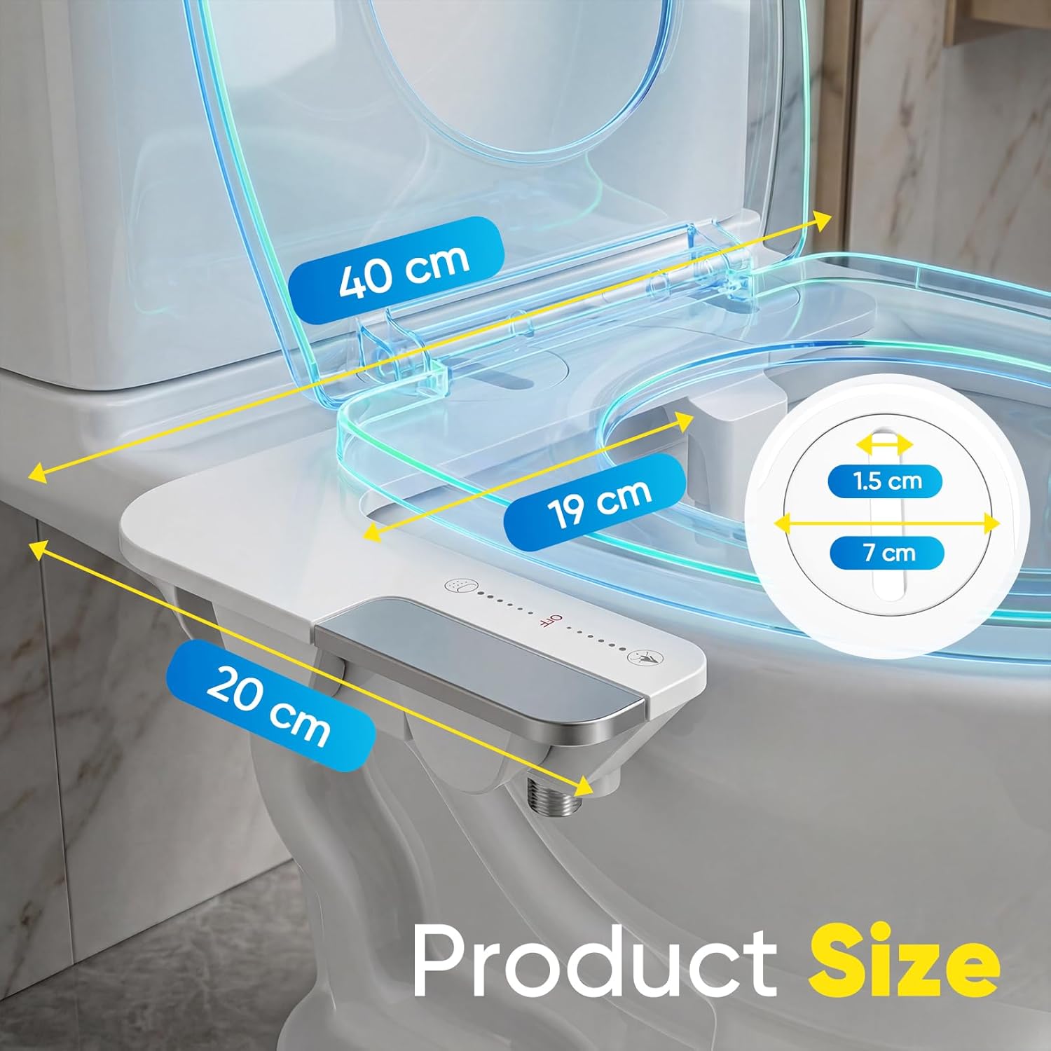 Ultra-Slim 3-in-1 Bidet Attachment for Toilet Seat, Non-Electric, Dual Retractable Nozzles (Posterior & Feminine), Self-Cleaning, Adjustable Water Pressure, Stainless-Steel Inlet, Easy DIY Install