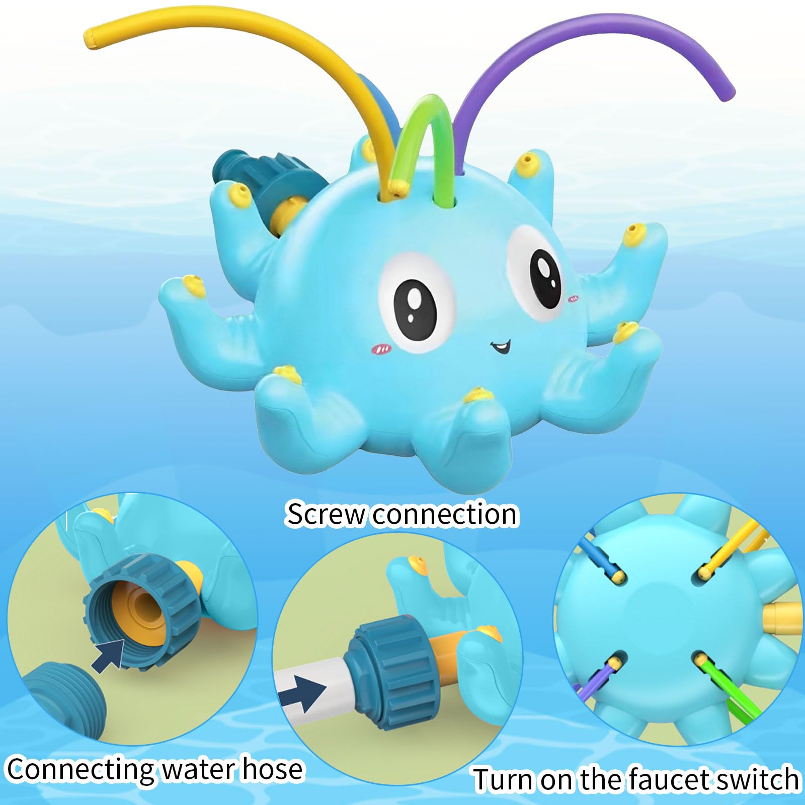 Juguete de Rociador, Juegos de Agua para Niños Exterior, Aspersor de Agua, Pulpo Juguete de Agua de Rociadores, Aspersor Juegos Agua Rociadores de Agua para CéSped, Jardín