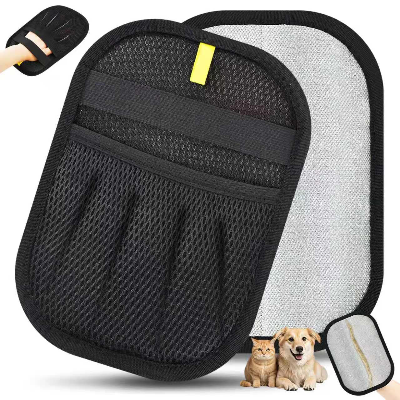 INABULETWO Static Pet Hair Remover Gloves, Reusable Electrostatic Pet Cat Dog Hair Removal Grooming Gloves Brush Tool for Couch, Furniture, Carpet, Car Seat (1 Pack Finger Style)