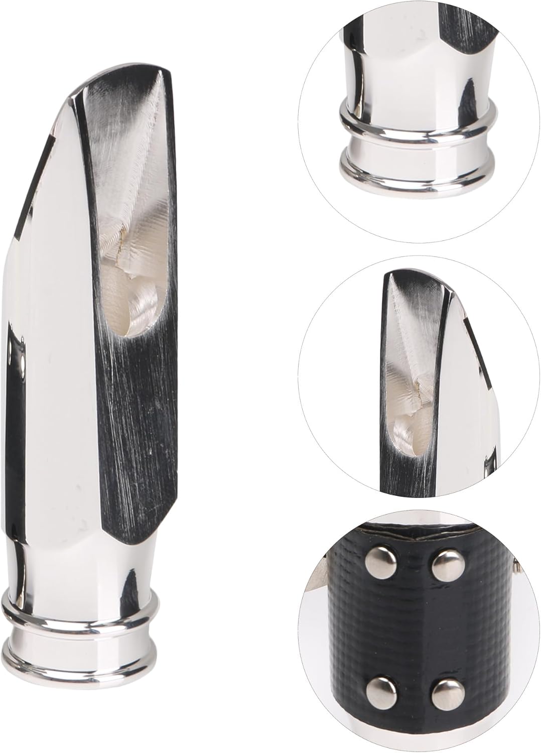 Yibuy Soprano Saxophone Mouthpiece 6#&Gold-plated Copper&Leather Leather Cap Set for Soprano B-flat Saxophone