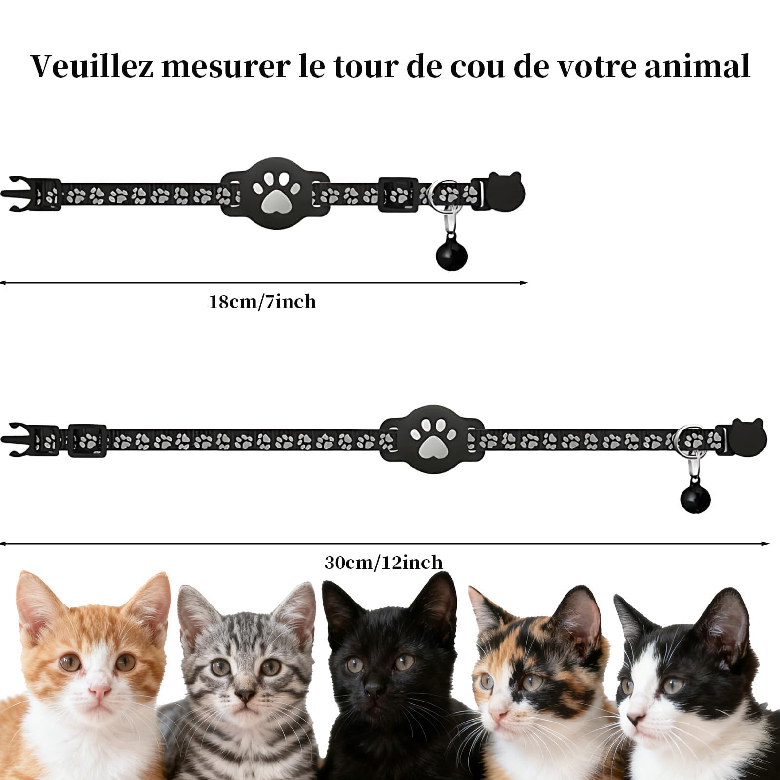 ZVD Collier GPS Chat, 2026 Nouveau Traceur GPS Chat Tracker, sans Carte SIM, sans Abonnement Mensuel, Localisation Temps Réel,Compatible iOS Android,Imperméable et Durable (Noir)