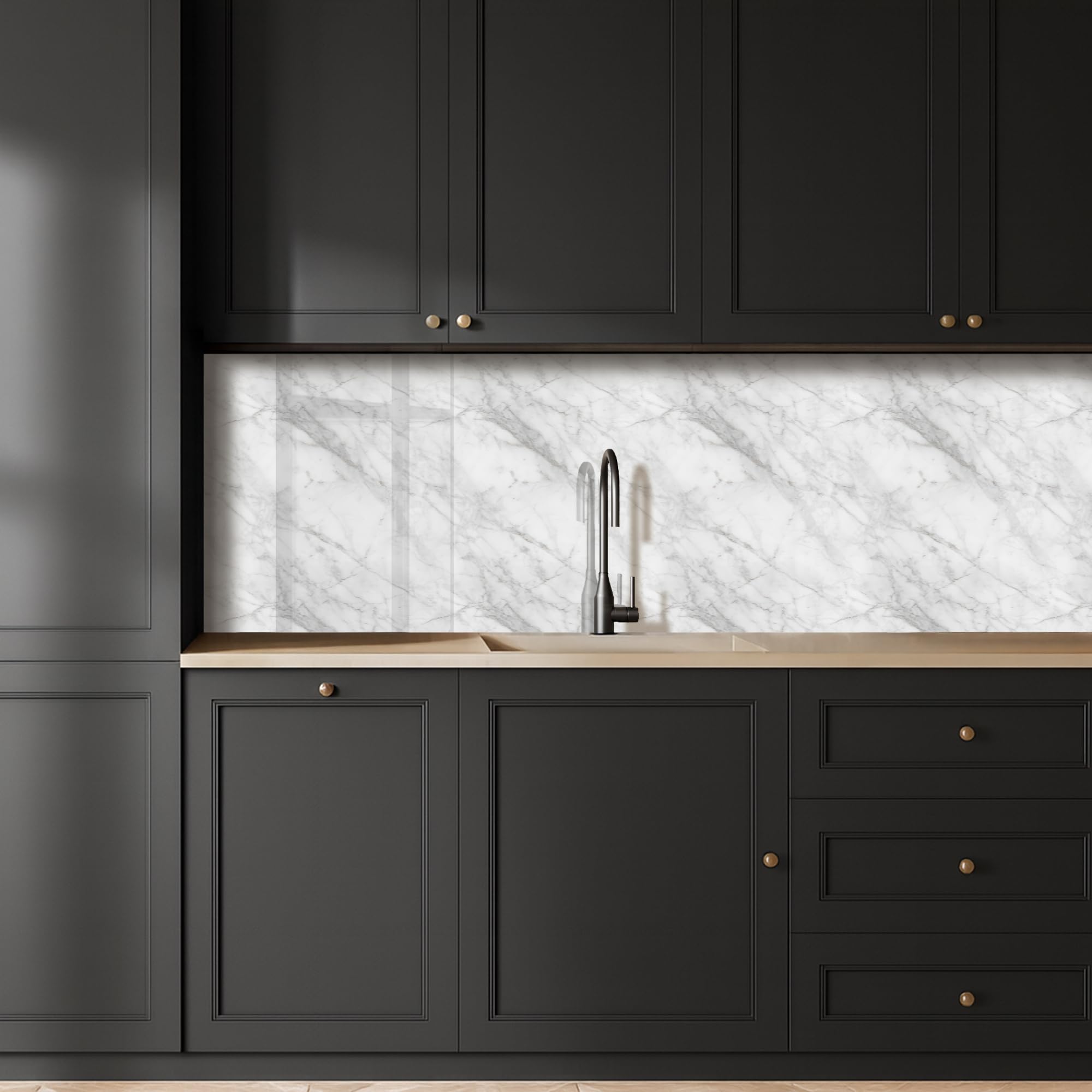 KitchenYeah© Paraschizzi Cucina Adesivo 60x500 cm Pannello Parete Paraspruzzi per Piano Cottura Classico - Marmo - Grigio