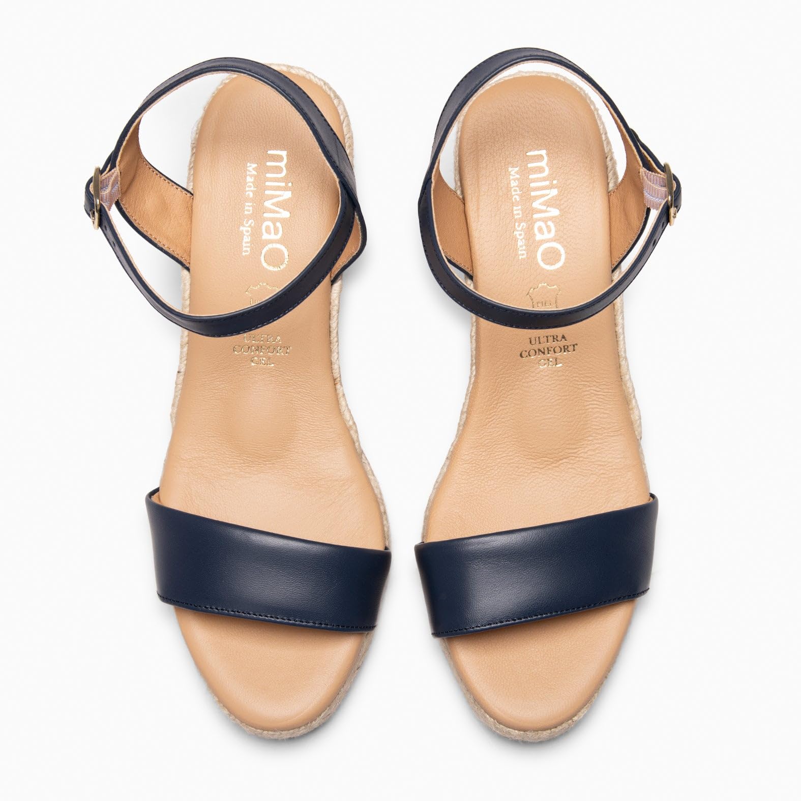 miMaO. Sandales style espadrilles à talon compensé. Fabriquées en Espagna