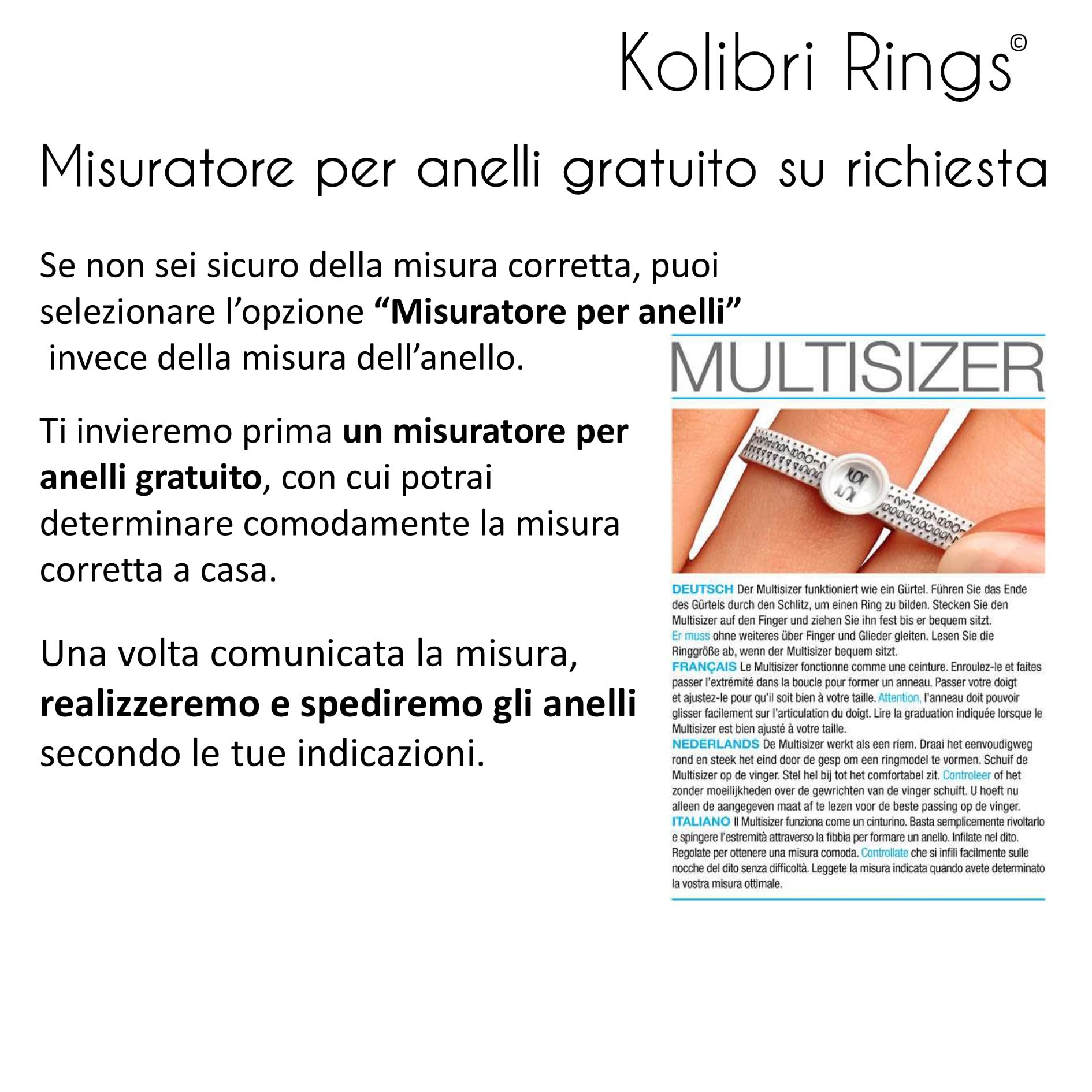 Kolibri Rings Anello Coppia Singolo in Argento 925 con Inserto Oro Rosso – Incisione Inclusa – Design Bicolore