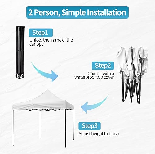 Miniatura 6 de Tienda de campaña con toldo, toldo desplegable de 10 x 10 pies con bolsa de transporte, 4 sacos de arena, tiendas de campaña al aire libre para