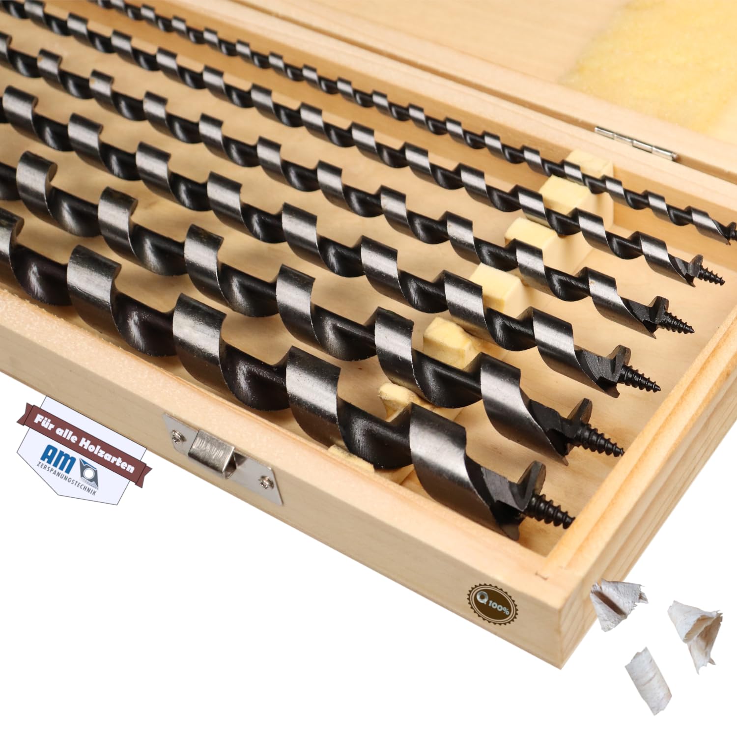 AM-Zerspanungstechnik Schlangenbohrer Set Ø6-18 x 460mm | Holzbohrer Set 6tlg. | Holzbohrer lang | Balkenbohrer
