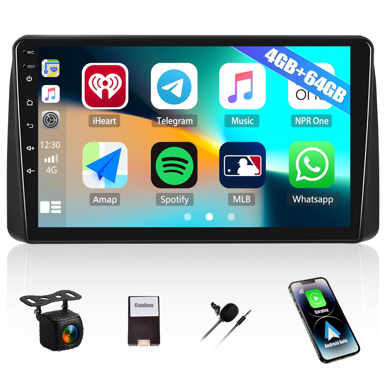Rádio Android CarPlay Dodge Grand Caravan 2011-2020 - Tela 9', 2GB+64GB