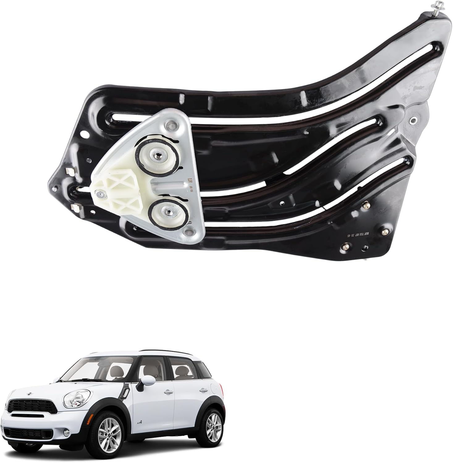 Rear Right Passenger Side Power Window Regulator Frame Compatible for 2005-2008 Mini Cooper 1.6L Chassis R52, 2009-2015 Mini Cooper 1.6L Chassis R57, Replace#51377111018