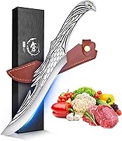 Vista 11 de Cuchillo vikingo de pluma ROCOCO, cuchillo japonés para deshuesar con funda, colección para camping al aire libre, barbacoa, cumpleaños, idea
