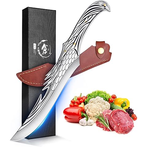 ROCOCO Feather Viking Boning Knife - Butcher Meat Cleaver Birthday Father Mother Christmas Gift Men 8.6