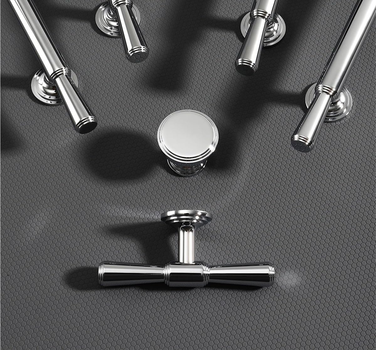 2 tiradores largos de latón macizo cromado plateado brillante de lujo modernos y minimalistas para armario de cocina (distancia entre agujeros: 320 mm)