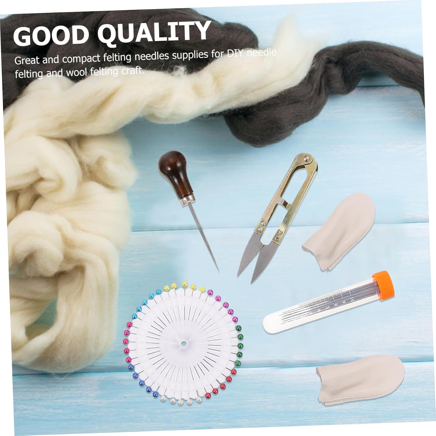 IWOWHERO 1set Needle Felting Kit Tool Wool Roving Supplies for DIY Crafting Convenient Storage Box for Beginners and Creative Projects