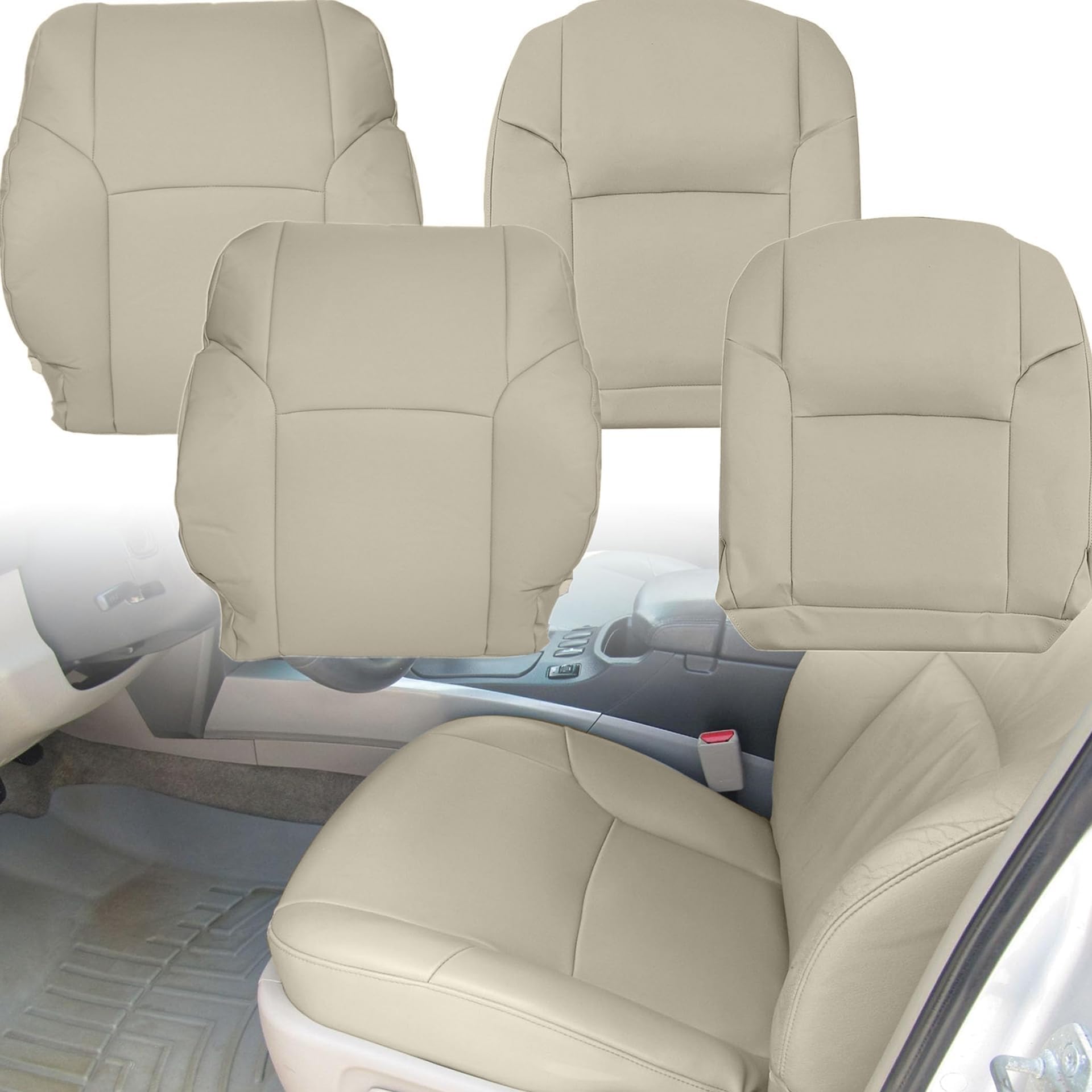 Photo 1 of GXARTS 4PCS Driver and Passenger Side Bottom & Top Lean Back Leather Seat Cover Beige Tan #LB42 or FG42 Compatible with Toyota 4Runner Limited 2003 2004 2005 2006 2007 2008 2009