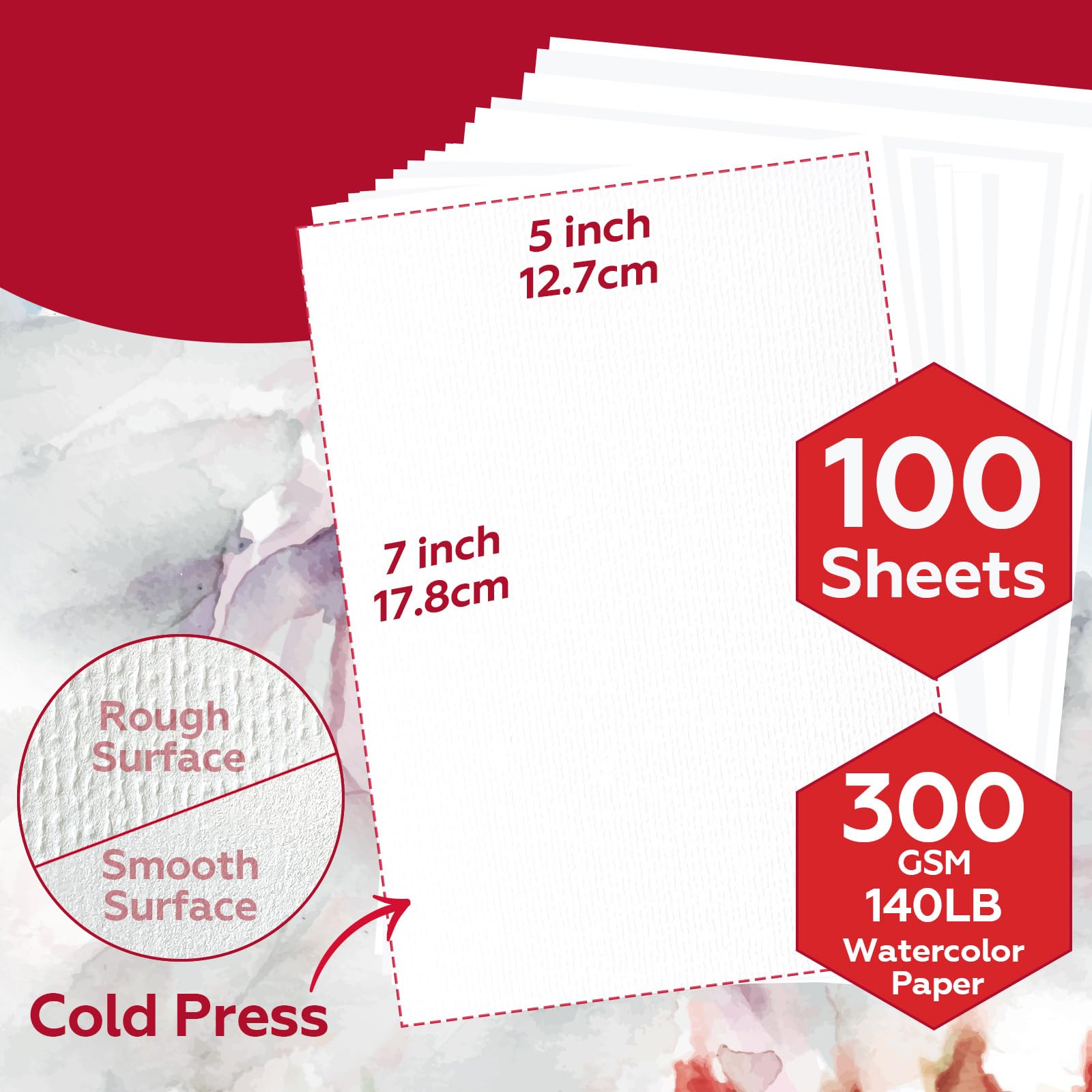 Bulk Watercolor Paper - 100 Sheets 5x7 Inch -4